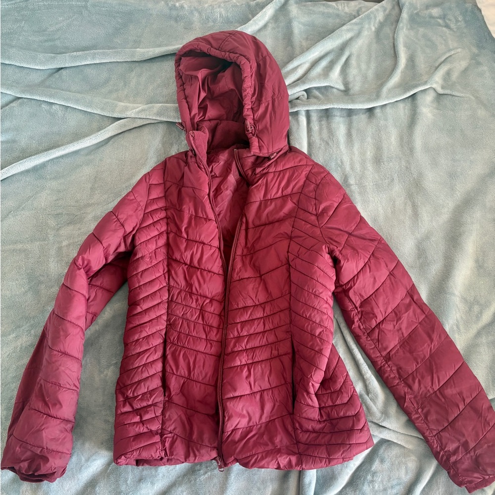 XERSION Women Packable Premium Down Lightweight Puffy Purple Burgundy Jacket | S